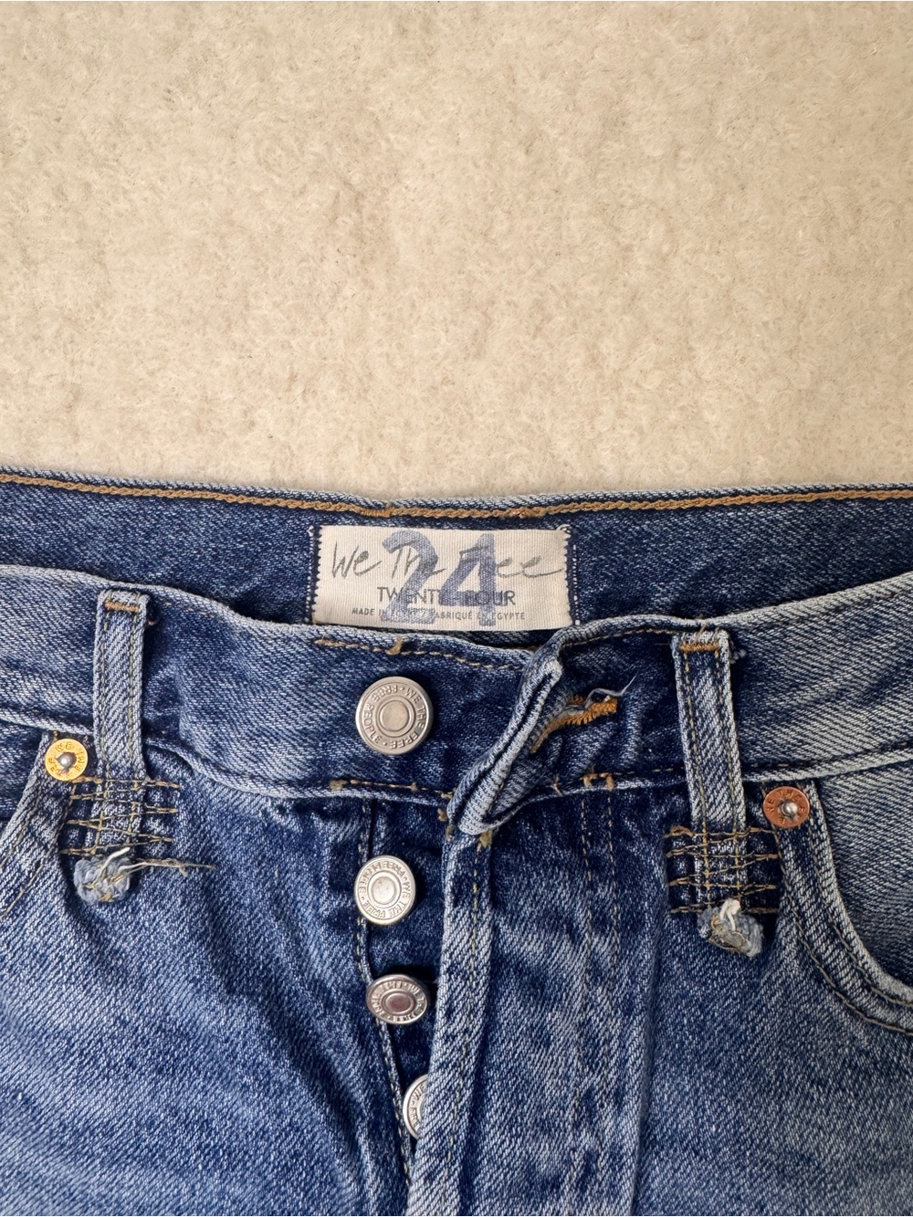 We The Free Distressed High-Rise Denim Shorts - Blue Wash - Picture 4 of 4